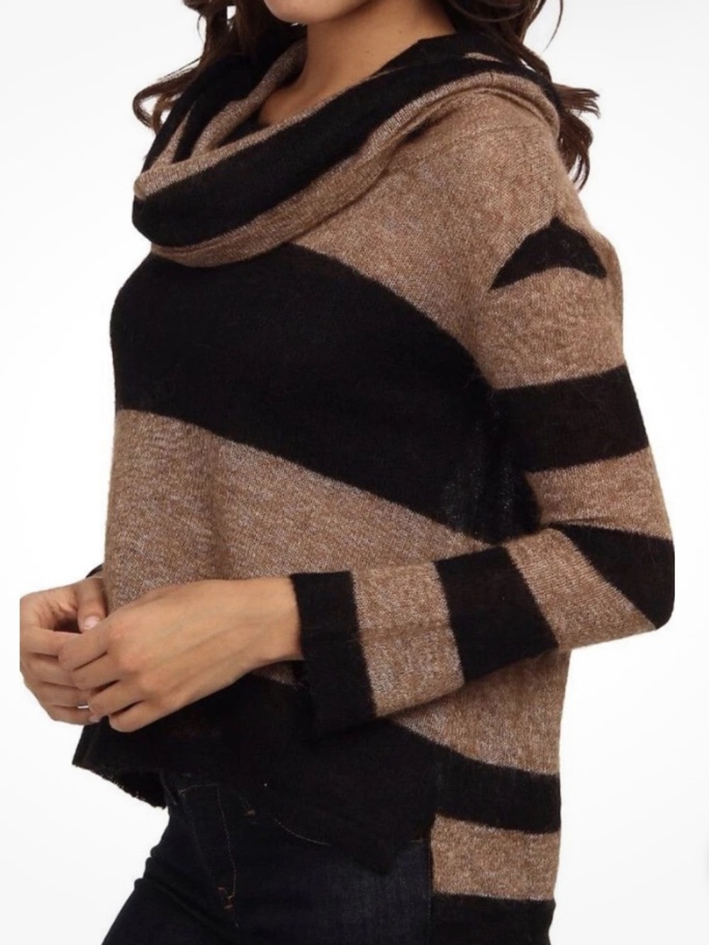 Free People Alpaca Blend Rugby Mock Neck Sweater